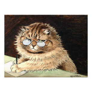 Katze bei der Arbeit mit Brillen von Louis Wain Fotodruck