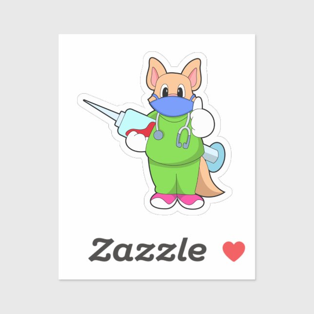 Katze bei Impfung mit Spritze Aufkleber (Blatt)