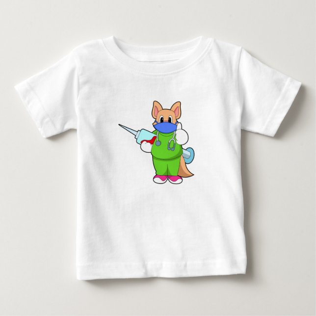 Katze bei Impfung mit Spritze Baby T-shirt (Vorderseite)