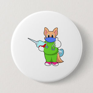Katze bei Impfung mit Spritze Button