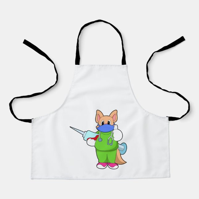 Katze bei Impfung mit Spritze Schürze (Vorderseite)