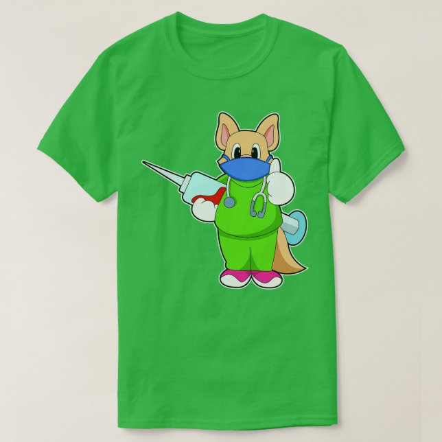 Katze bei Impfung mit Spritze T-Shirt (Design vorne)