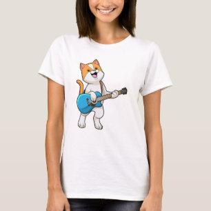 Katze bei Musik mit Gitarre T-Shirt