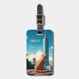 Katze bei Taipei 101 Taiwan Gepäckanhänger