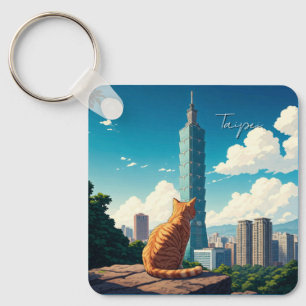 Katze bei Taipei 101 Taiwan Schlüsselanhänger