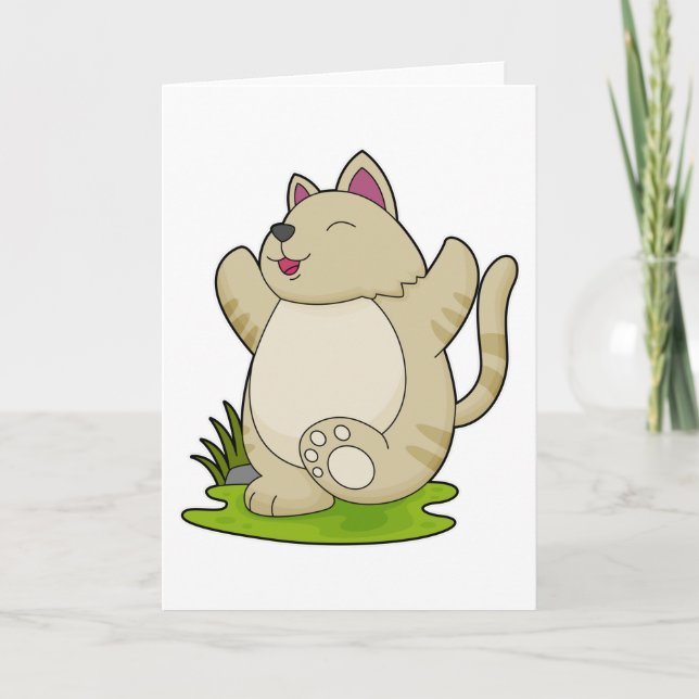 Katze bei Yoga Karte (Vorderseite)