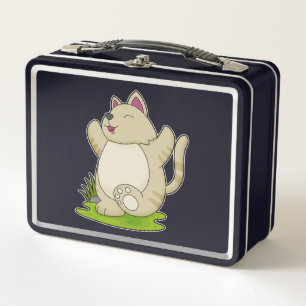 Katze bei Yoga Metall Brotdose