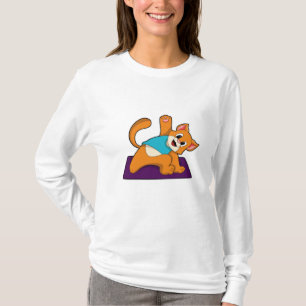 Katze bei Yoga mit Yoga-Matte T-Shirt