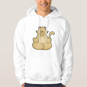 Katze bei Yoga-Stretching-Übung in Cross-Baden Hoodie
