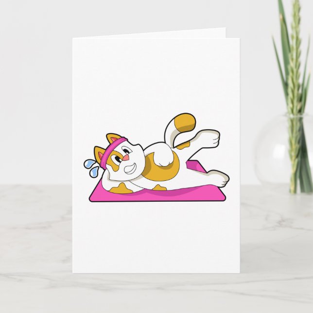 Katze bei Yoga Stretching-Übung Karte (Vorderseite)