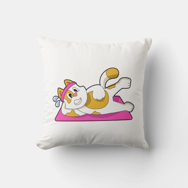 Katze bei Yoga Stretching-Übung Kissen (Vorderseite)