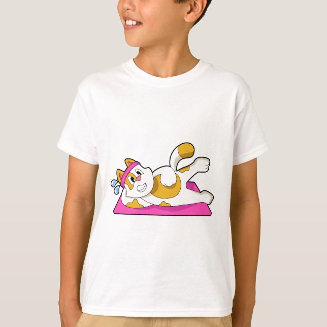 Katze bei Yoga Stretching-Übung T-Shirt (Vorderseite)