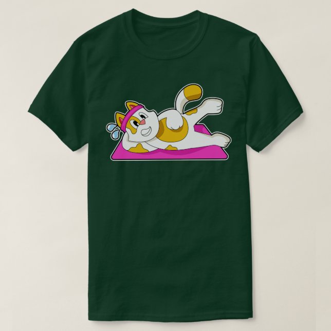 Katze bei Yoga Stretching-Übung T-Shirt (Design vorne)
