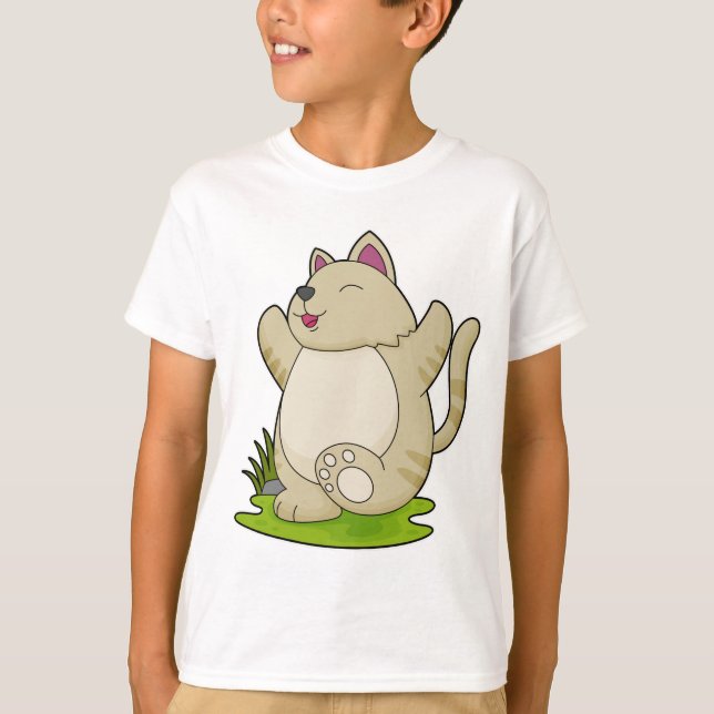 Katze bei Yoga T-Shirt (Vorderseite)