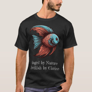 Katze beim Angeln mit Angelrute & Fisch T-Shirt