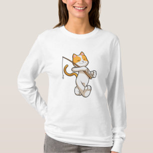 Katze beim Angeln mit Angelrute T-Shirt