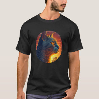 Katze beim Betrachten des Sonnenuntergangs T-Shirt