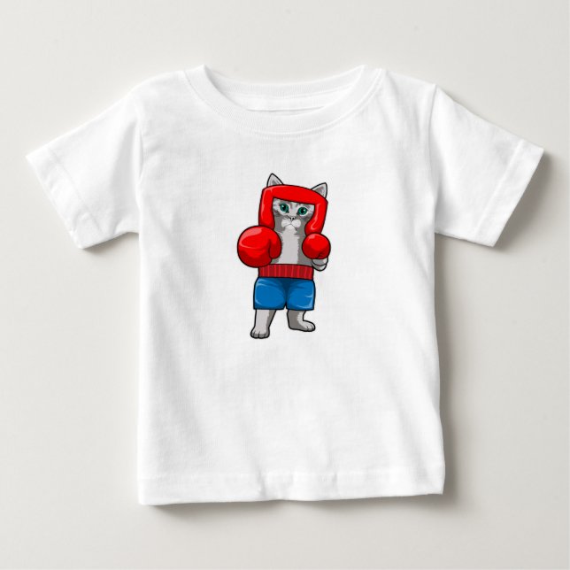 Katze beim Boxen mit Boxhandschuhen Baby T-shirt (Vorderseite)