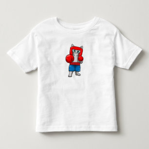 Katze beim Boxen mit Boxhandschuhen Kleinkind T-shirt