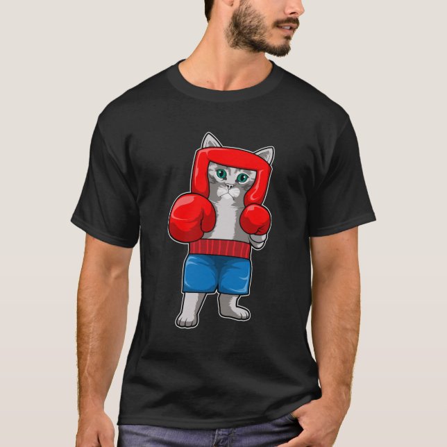 Katze beim Boxen mit Boxhandschuhen T-Shirt (Vorderseite)
