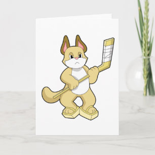 Katze beim Eishockey mit Eishockeyschläger Karte