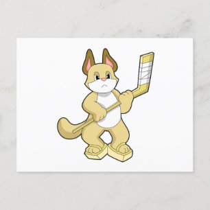 Katze beim Eishockey mit Eishockeyschläger Postkarte
