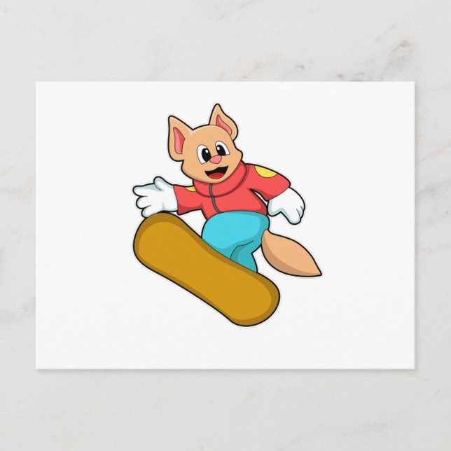 Katze beim Snowboard Sports Postkarte (Vorderseite)