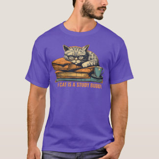 Katze beim Studieren Illustration Kunstgeschenk T-Shirt