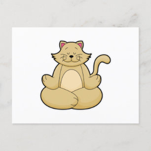 Katze beim Yoga-Dehnübungen im Schneidersitz Postkarte
