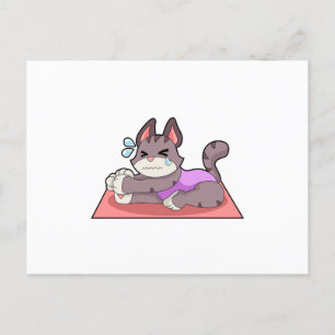Katze beim Yoga Fitness Postkarte