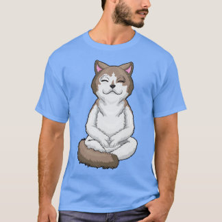 Katze beim Yoga in gekreuzten Beinen T-Shirt