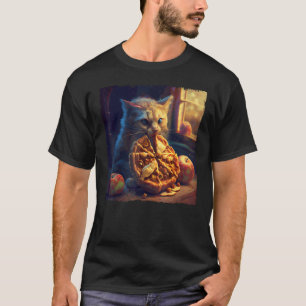 Katze beißt Apfelkuchen T-Shirt