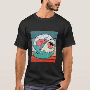 Katze beißt Hai humorvolle spielerische Katze und T-Shirt