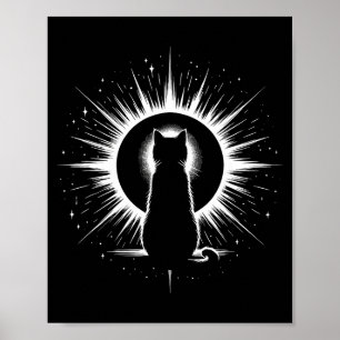 Katze beobachtet Sonnenfinsternis für Männer Fraue Poster