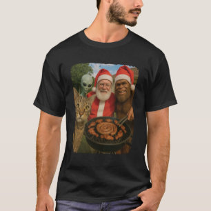 Katze Bigfoot Alien Weihnachtsmann Braai BBQ Weihn T-Shirt