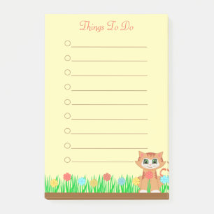 Katze. Blume & Gras Personalisierte Dinge zu tun Post-it Klebezettel