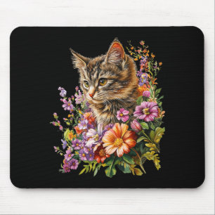 Katze Blumen floral süß Kitten Grafik Mousepad