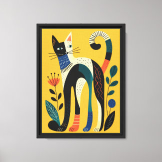 Katze & Blumen Wasserfarben Leinwanddruck