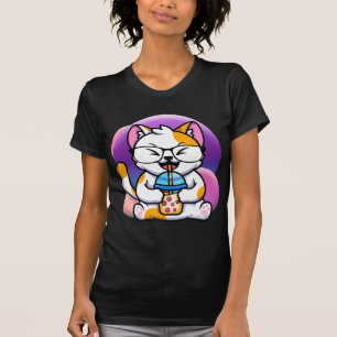 Katze Boba fressen ramen Anime kawaii neko Katze e T-Shirt