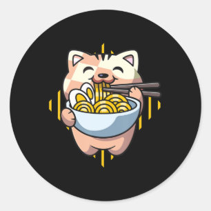 Katze Boba fressen ramen Anime kawaii Neko Katze t Runder Aufkleber