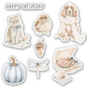 Katze Bogen Caturday Vogel Hund Aufkleber