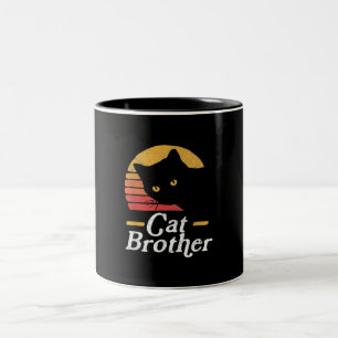 Katze Brother Vintage Retro Geschenk für Katze Lov Zweifarbige Tasse