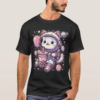 Katze Bubble Bobaea im Weltraum Astronaut Anime Ju T-Shirt