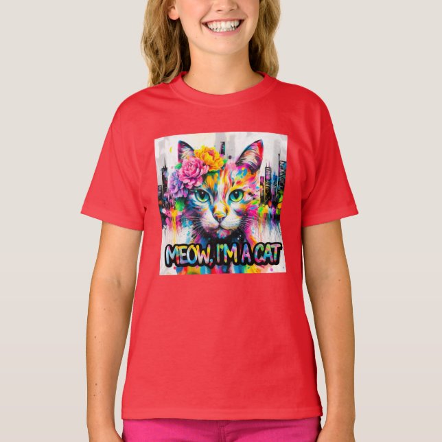 Katze bunt  T-Shirt (Vorderseite)