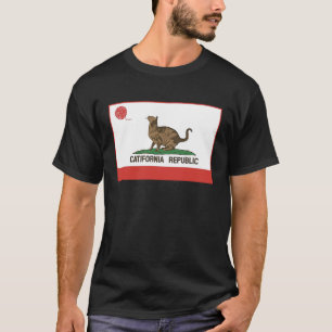 Katze California-Flagge USA-Bundesstaat Kaliforn T-Shirt