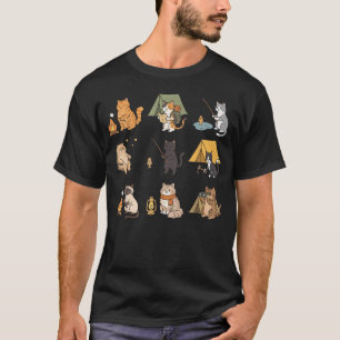 Katze Camping Camper Lustiges Abenteuer Outdoor Wa T-Shirt