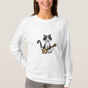 Katze CO, die das Banjo-Shirt spielt T-Shirt