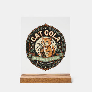 Katze Cola Katze Soda Pop Getränk Label Katze Vint Acrylschild