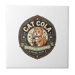 Katze Cola Katze Soda Pop Getränk Label Katze Vint Fliese