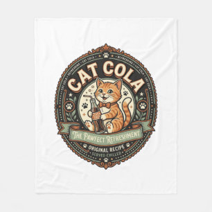 Katze Cola Katze Soda Pop Getränkeetikett Katze Vi Fleecedecke
